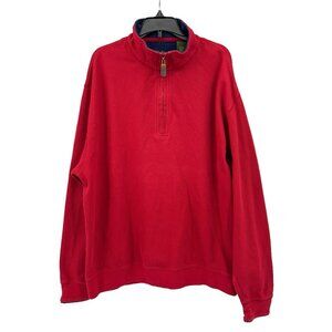 Orvis Red Quarter Zip Pullover Sweatshirt Long Sleeve Casual Menswear Top Large
